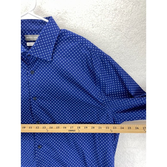 Michael Kors Shirt Men’s XL 17.5 34/35 Blue Dot Slim Fit‎ Button Up - Picture 3 of 6